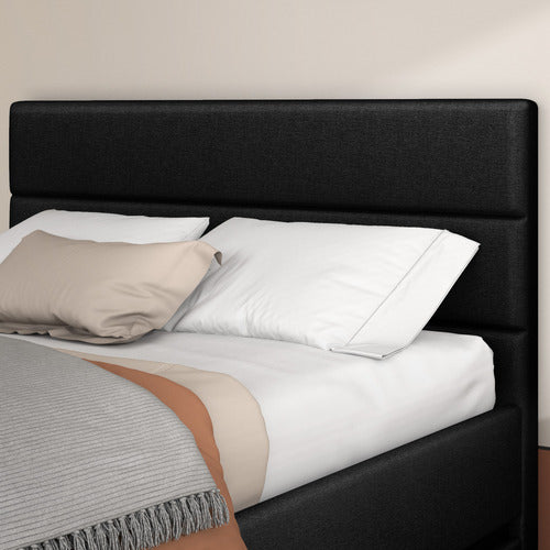 HOXTON ROOM BLACK ALPINE UPHOLSTERED GAS LIFT STORAGE BED WITH LED