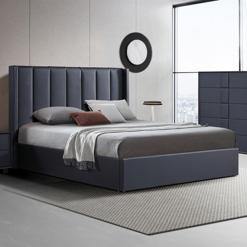 SOUTHERN STYLERS AXTON FAUX LEATHER GAS LIFT BED