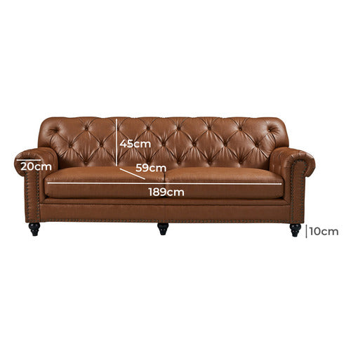 BY DESIGNS PRIMAVERA 3 SEATER LEATHER SOFA