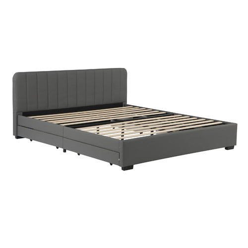 AROYA HOME QUINCY FAUX LEATHER BED WITH DRAWERS