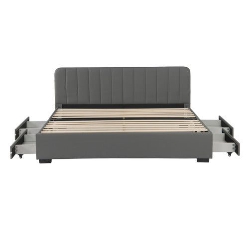 AROYA HOME QUINCY FAUX LEATHER BED WITH DRAWERS