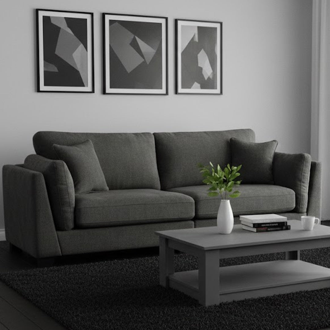 RAMI FABRIC 3 SEATER SOFA DARK GREEN