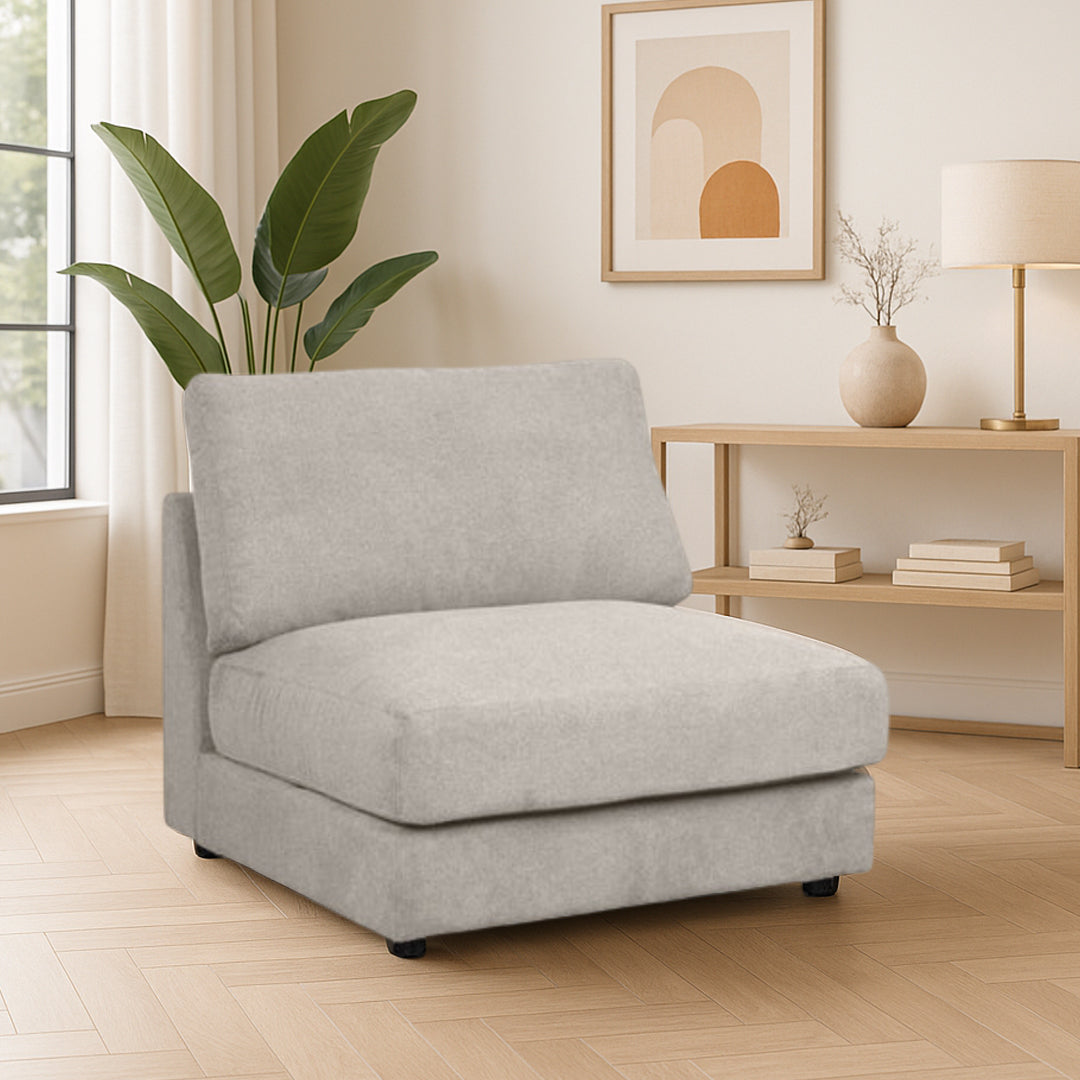 RAQUEL 2.0 FABRIC MODULAR ARMLESS CHAIR LIGHT GREY