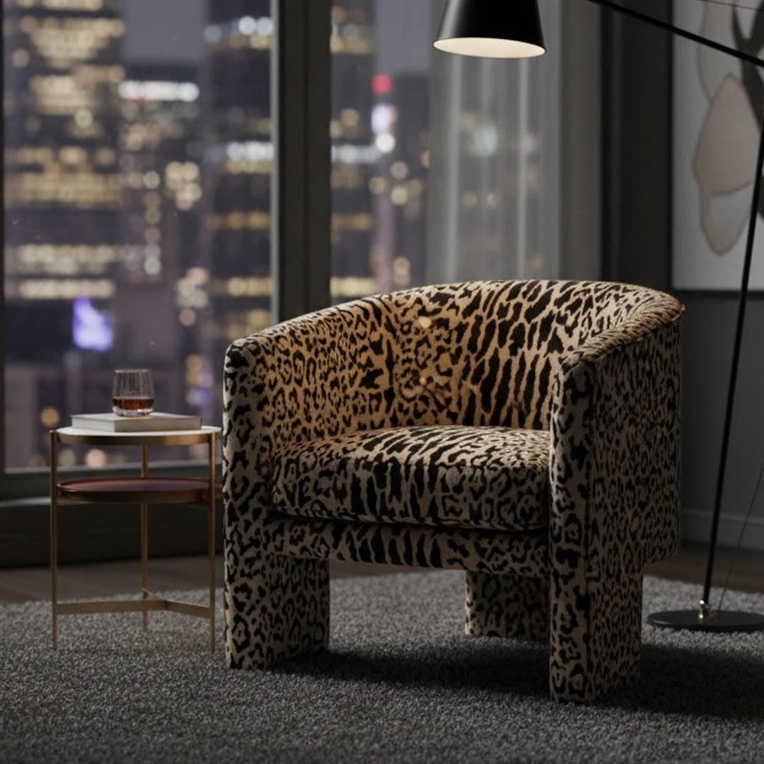 REXINGTON HOME SHANA LEOPARD VELVET TUB CHAIR