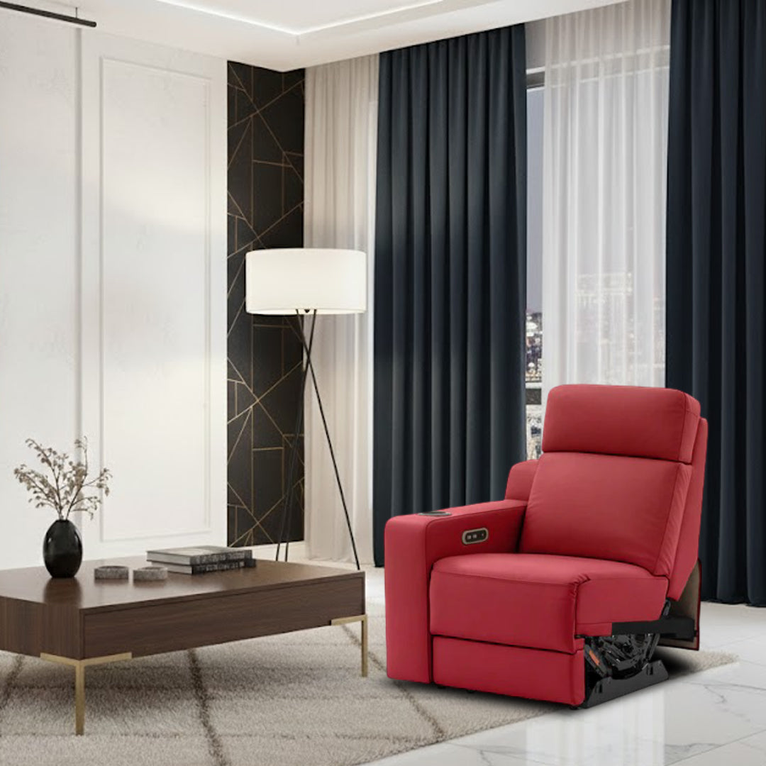 RYKER LHF ARM CHAIR WITH DUAL MOTOR RECLINER RED