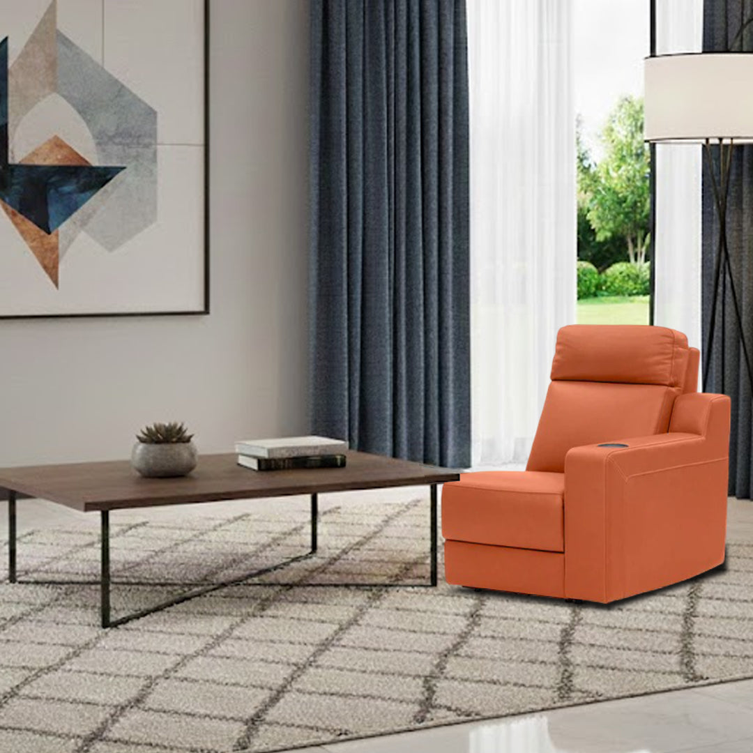 RYKER RHF ARM CHAIR WITH SINGLE MOTOR RECLINER MID TAN