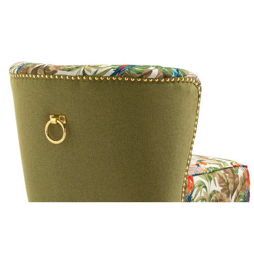 SHIRLEY LANE FURNITURE RED PARROT ON GREEN TROPICAL FOREST ACCENT CHAIR