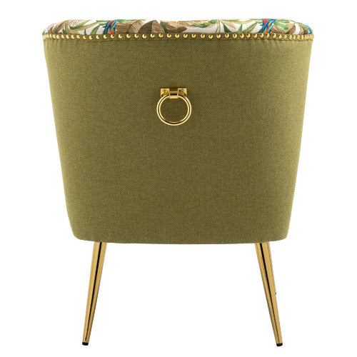 SHIRLEY LANE FURNITURE RED PARROT ON GREEN TROPICAL FOREST ACCENT CHAIR