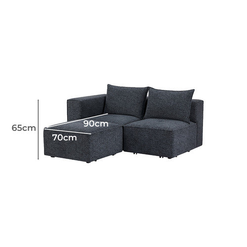 MIKASA FURNITURE RHODES 3 SEATER MODULAR SOFA SET WITH OTTOMAN