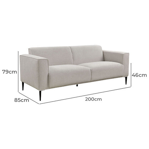 NATURAL RHYS 3 SEATER UPHOLSTERED SOFA