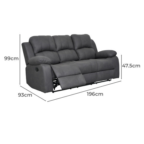BY DESIGNS RIVOIRE 3 SEATER MANUAL RECLINER SOFA