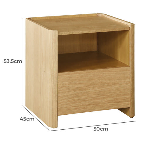 RONAN OAK WOOD BEDSIDE TABLE