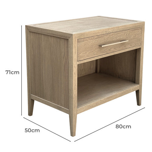 HAMILTON FURNITURE ROWAN II OAK WOOD BEDSIDE TABLE
