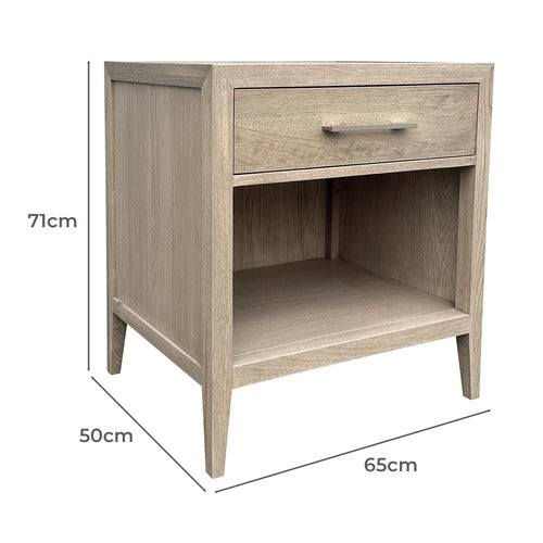 HAMILTON FURNITURE ROWAN OAK WOOD BEDSIDE TABLE