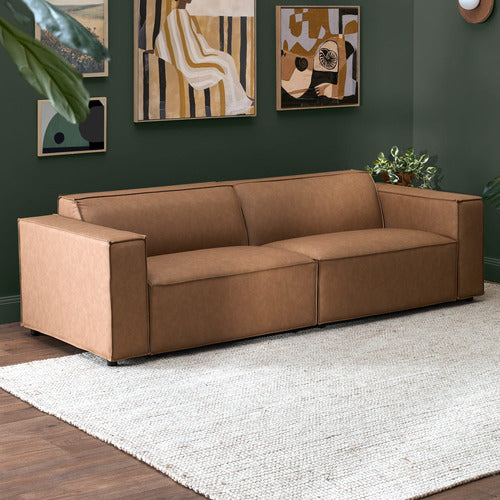 RUSSO 3 SEATER FAUX LEATHER SOFA