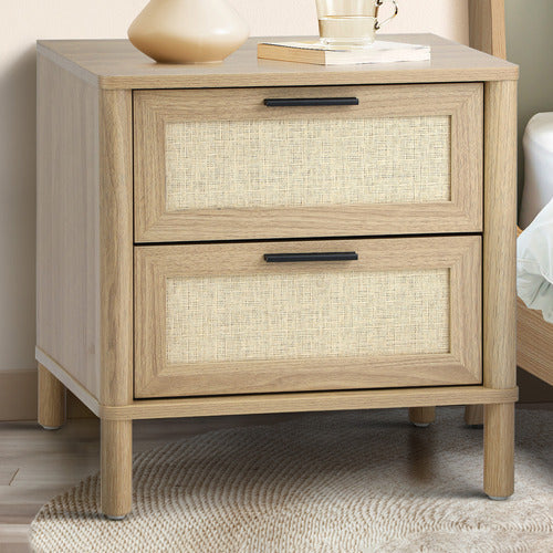 LIVING FUSION ELIDA RATTAN BEDSIDE TABLE