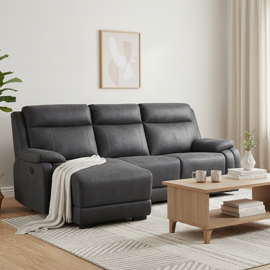 SAN MARCO FABRIC 3 SEATER LEFT-HAND FACING CHAISE BLACK