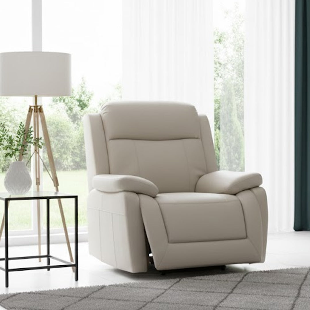 SAN MARCO LEATHER ELECTRIC RECLINER BEIGE