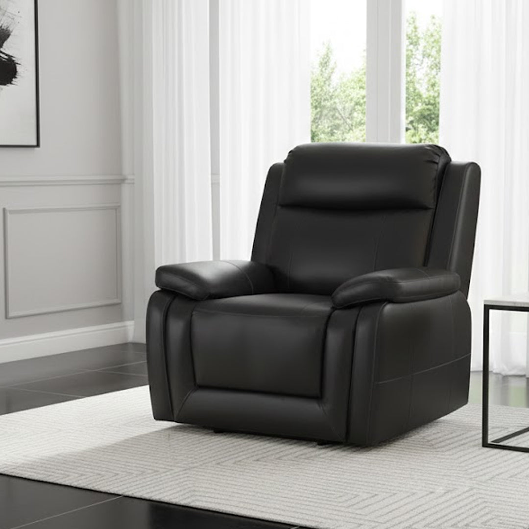 SAN MARCO LEATHER ELECTRIC RECLINER BLACK