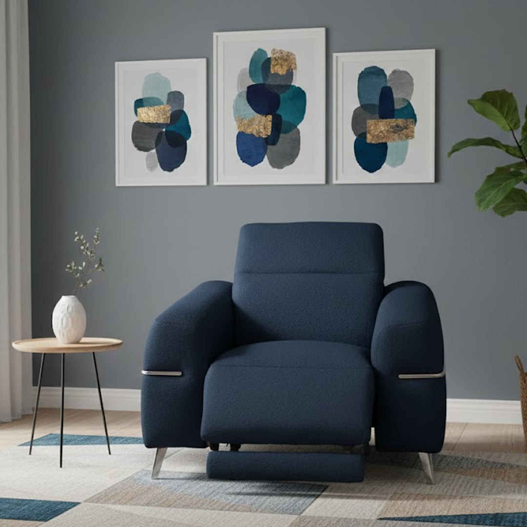 SERAFINI FABRIC ELECTRIC RECLINER DARK INDIGO
