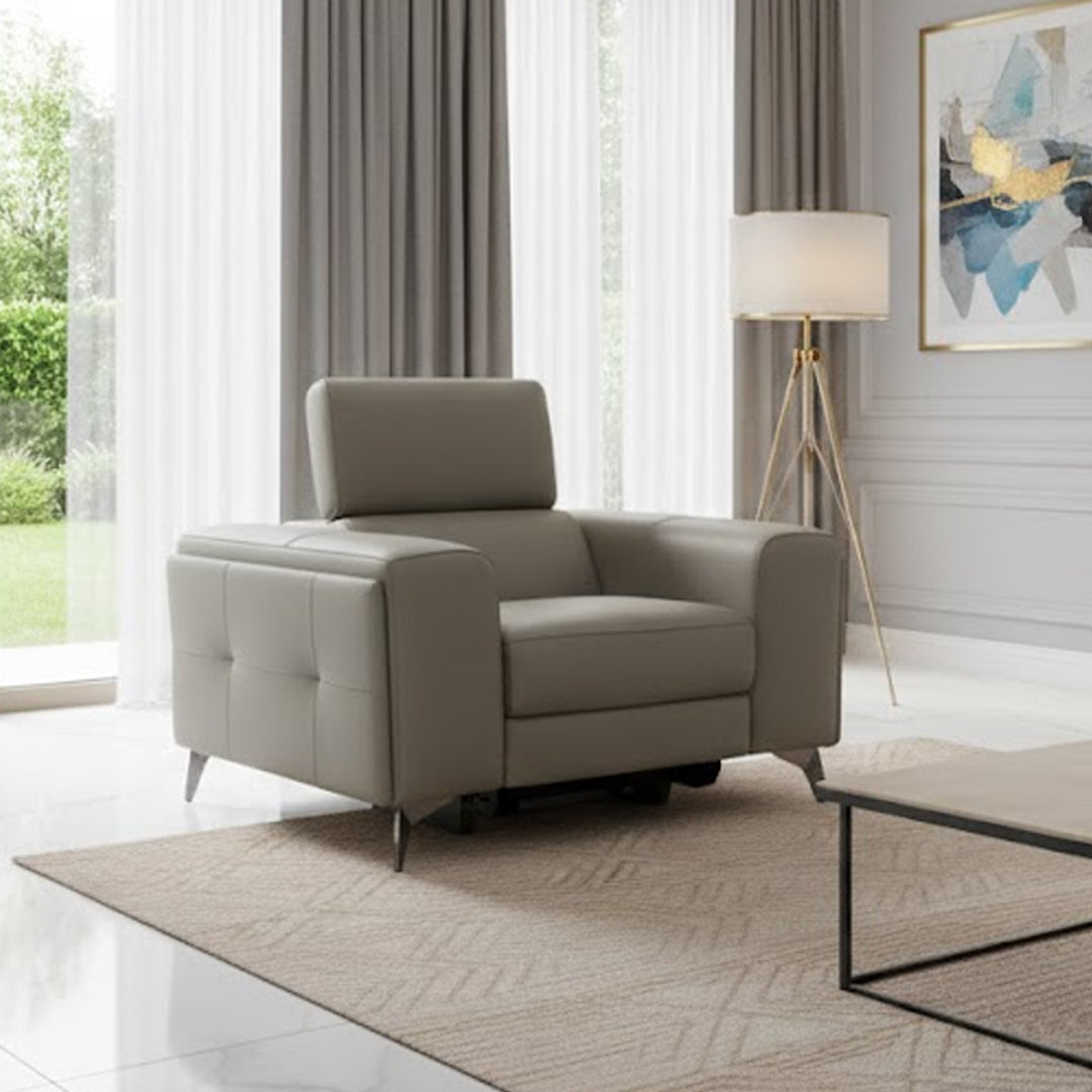 SINATRA LEATHER ELECTRIC RECLINER LIGHT GREY