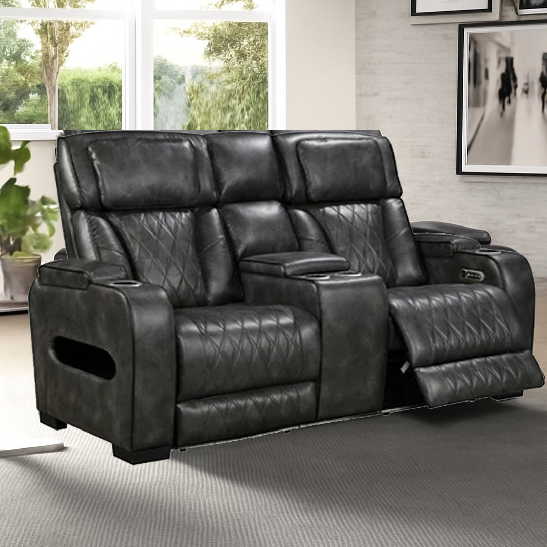 SOUTHERN STYLERS FREDERICK 2 SEATER LED FAUX LEATHER RECLINER SOFA
