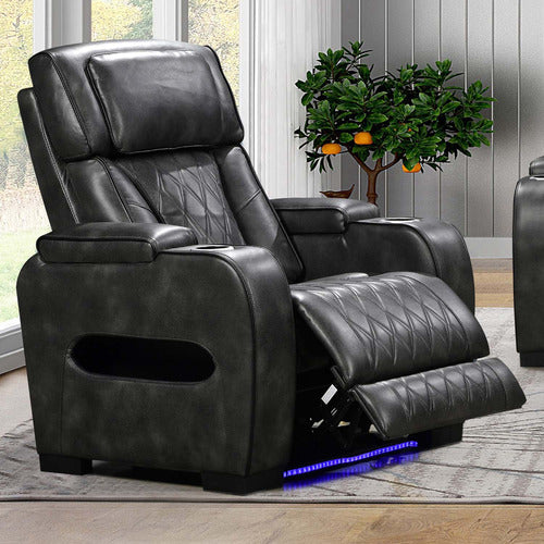 SOUTHERN STYLERS FREDERICK LED FAUX LEATHER RECLINER ARMCHAIR