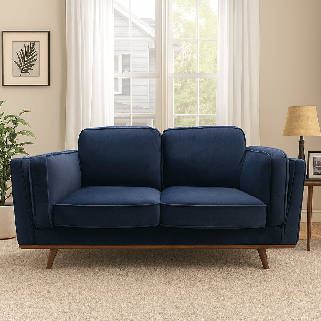 SOUTHERN STYLERS NAVY BROOKLYN 2 SEATER VELVET SOFA