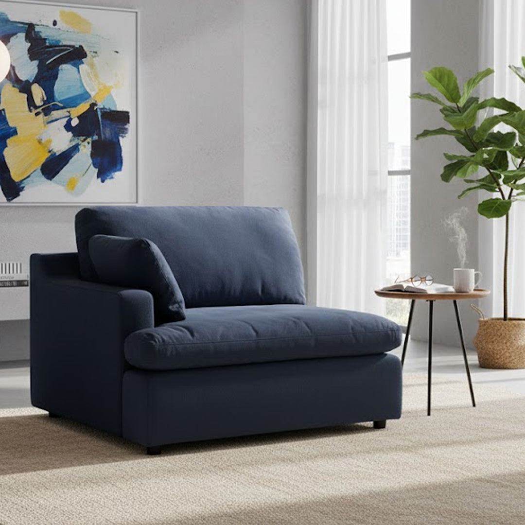SUNNI FABRIC MODULAR LEFT HAND FACING CHAIR NAVY