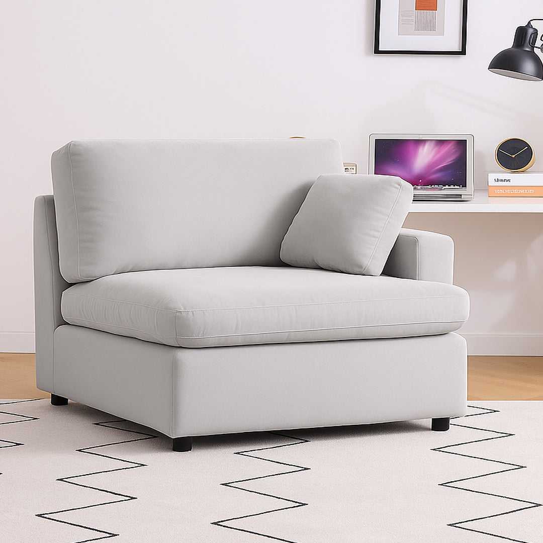 SUNNI FABRIC MODULAR RIGHT HAND FACING CHAIR LIGHT GREY
