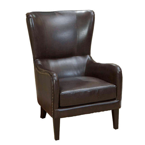 FURNITURE MARKET BARCLAY FAUX LEATHER WING BACKED ARMCHAIR