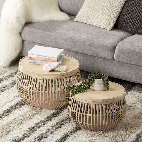 MADDISON LANE SARA BAMBOO COFFEE TABLES (SET OF 2)