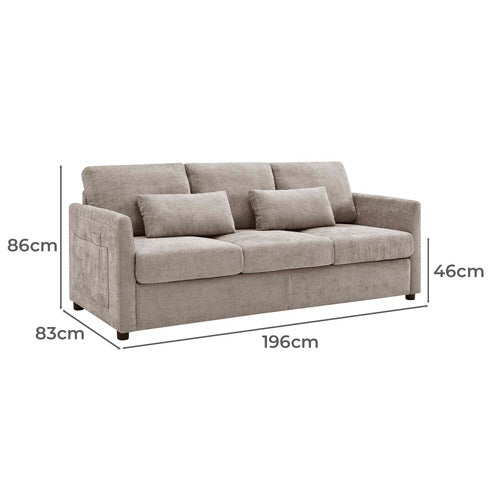 CORE LIVING SAULE 3 SEATER UPHOLSTERED SOFA