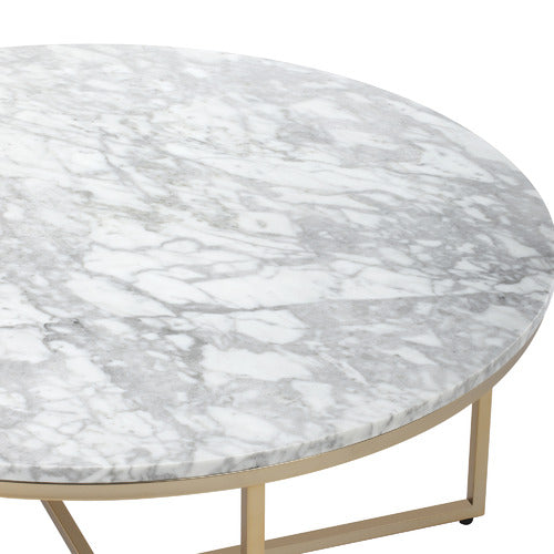 80CM WHITE SERENA ITALIAN CARRARA MARBLE COFFEE TABLE