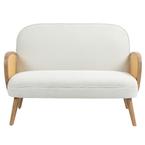 EVIE HOME SHAAN 2 SEATER BOUCLE & RUBBERWOOD SOFA