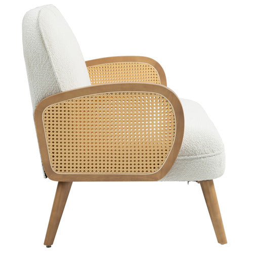 EVIE HOME SHAAN 2 SEATER BOUCLE & RUBBERWOOD SOFA