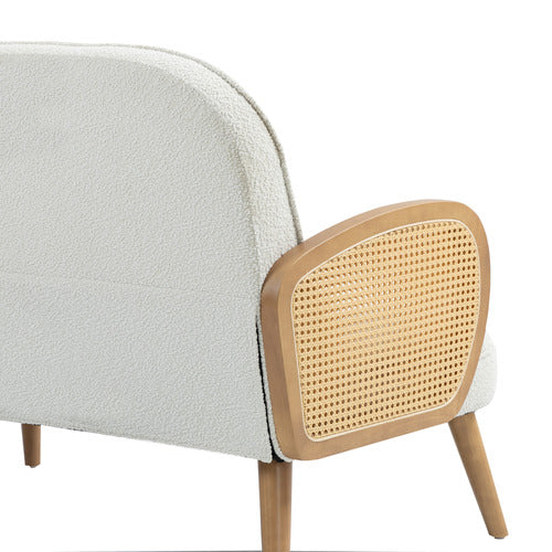 EVIE HOME SHAAN 2 SEATER BOUCLE & RUBBERWOOD SOFA