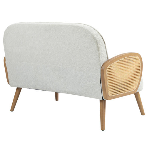 EVIE HOME SHAAN 2 SEATER BOUCLE & RUBBERWOOD SOFA
