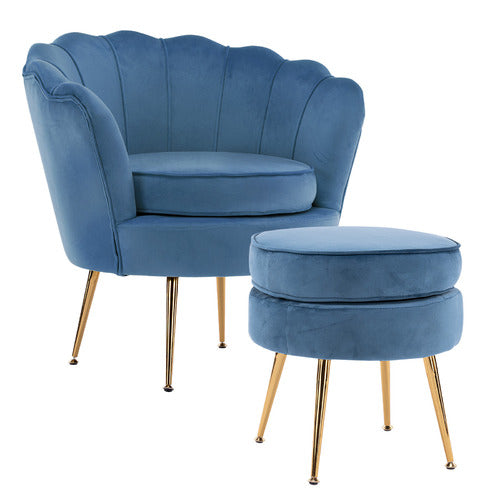 LETITIA LANE 2 PIECE SHANAYA VELVET ARMCHAIR & OTTOMAN SET