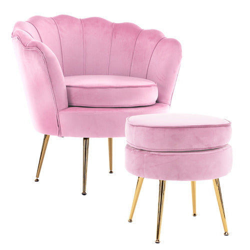 LETITIA LANE 2 PIECE SHANAYA VELVET ARMCHAIR & OTTOMAN SET