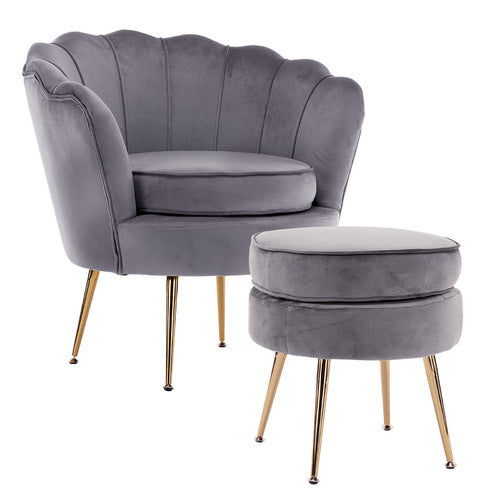 LETITIA LANE 2 PIECE SHANAYA VELVET ARMCHAIR & OTTOMAN SET