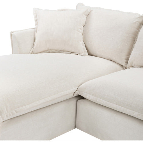 CREAM SOFTY PREMIUM 3 SEATER SLIPCOVER SOFA WITH CHAISE