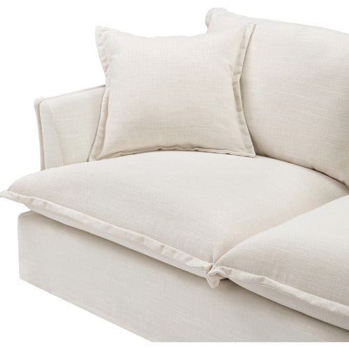 CREAM SOFTY PREMIUM 3 SEATER SLIPCOVER SOFA WITH CHAISE