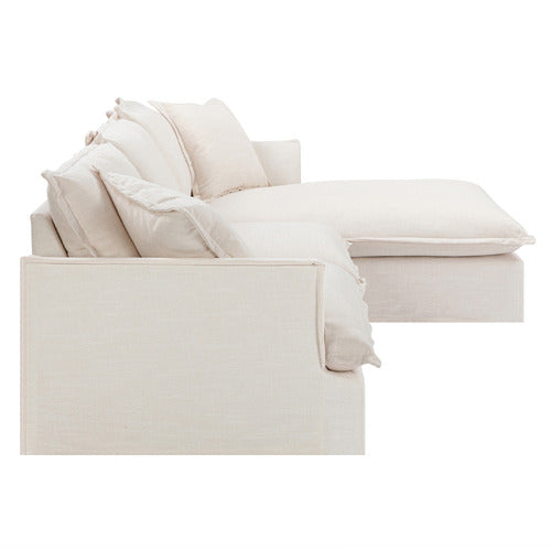 CREAM SOFTY PREMIUM 3 SEATER SLIPCOVER SOFA WITH CHAISE