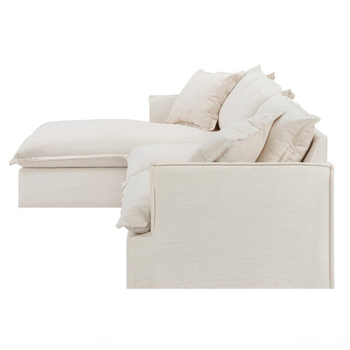 CREAM SOFTY PREMIUM 3 SEATER SLIPCOVER SOFA WITH CHAISE