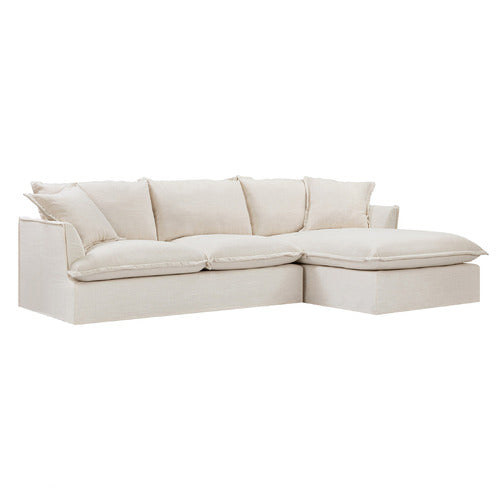 CREAM SOFTY PREMIUM 3 SEATER SLIPCOVER SOFA WITH CHAISE