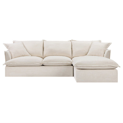 CREAM SOFTY PREMIUM 3 SEATER SLIPCOVER SOFA WITH CHAISE