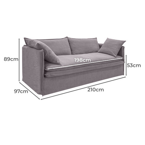 REXINGTON HOME SOREN 3 SEATER COTTON & LINEN SOFA