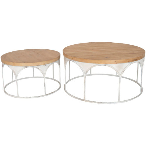 SLH HOUSE 2 PIECE STACEY FIR WOOD NESTING COFFEE TABLE SET