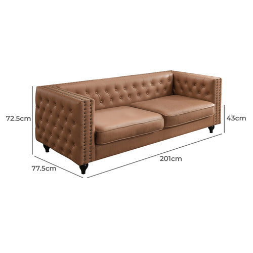 BY DESIGNS STANLEY 3 SEATER FAUX LEATHER SOFA